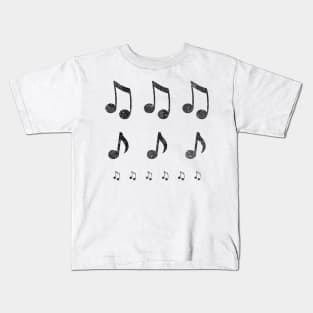 Black Musical Notes Kids T-Shirt